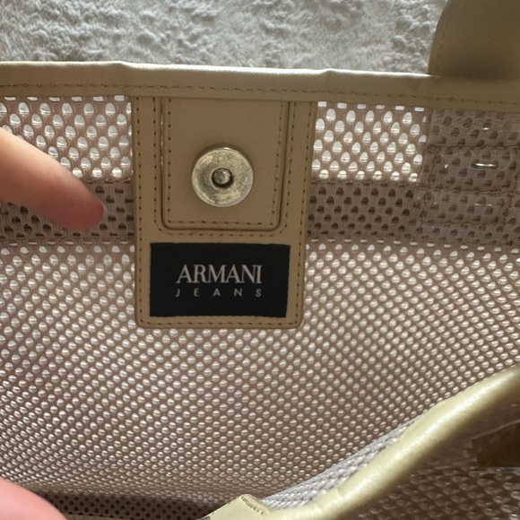 Armani Jeans Tan Mesh Tote with AJ Logo - Picture 2 of 16